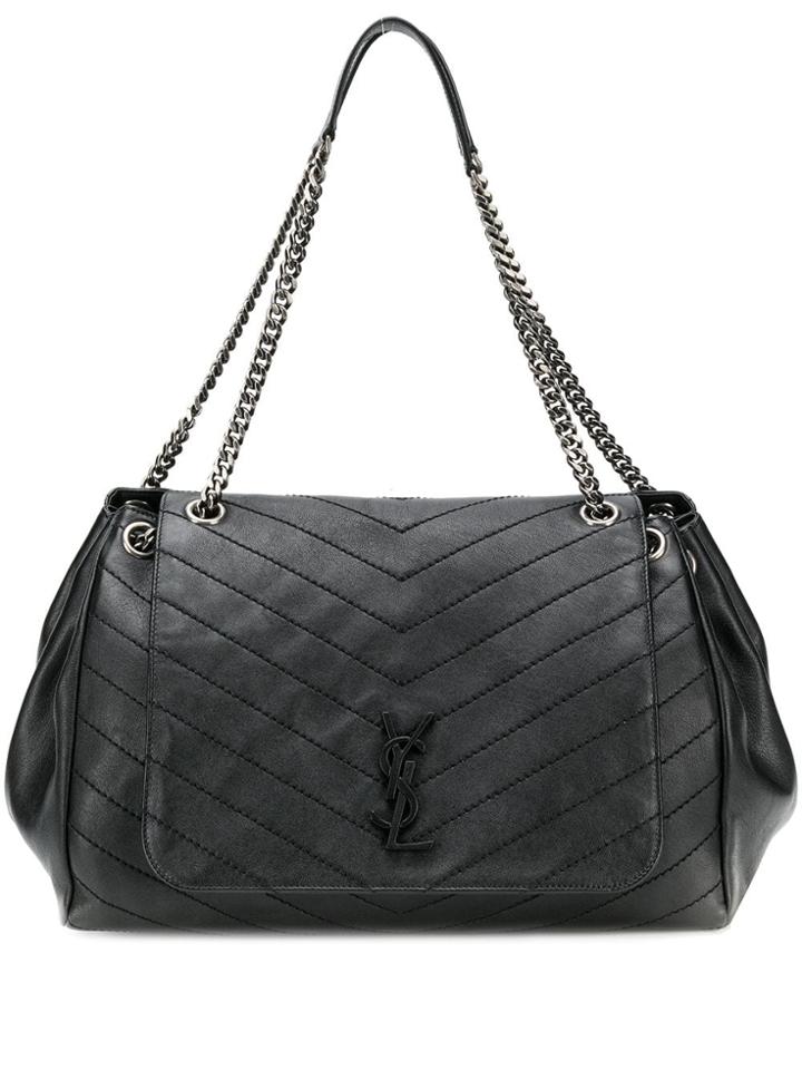 Saint Laurent Stitched Shoulder Bag - Black