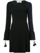 Derek Lam 10 Crosby - Tassel Sleeve Mini Dress - Women - Polyester/triacetate - 8, Blue, Polyester/triacetate