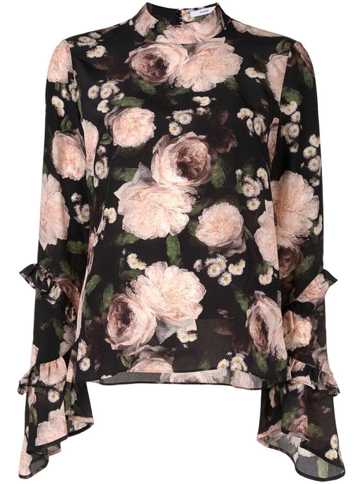 Erdem Rose Print Blouse - Black