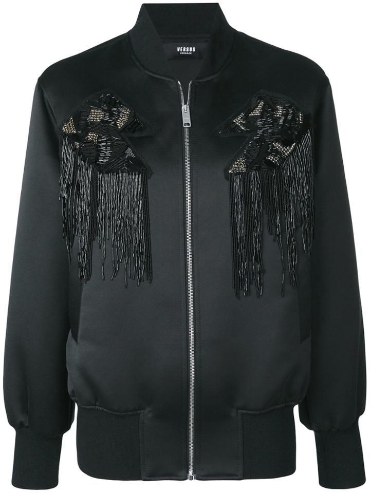 Versus Beaded Detail Bomber Jacket - Black