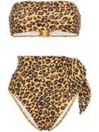 Zimmermann Leopard Print Bandeau Bikini - Brown