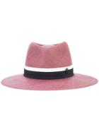Maison Michel - Logo Wide Brim Hat - Women - Straw - M, Pink/purple, Straw