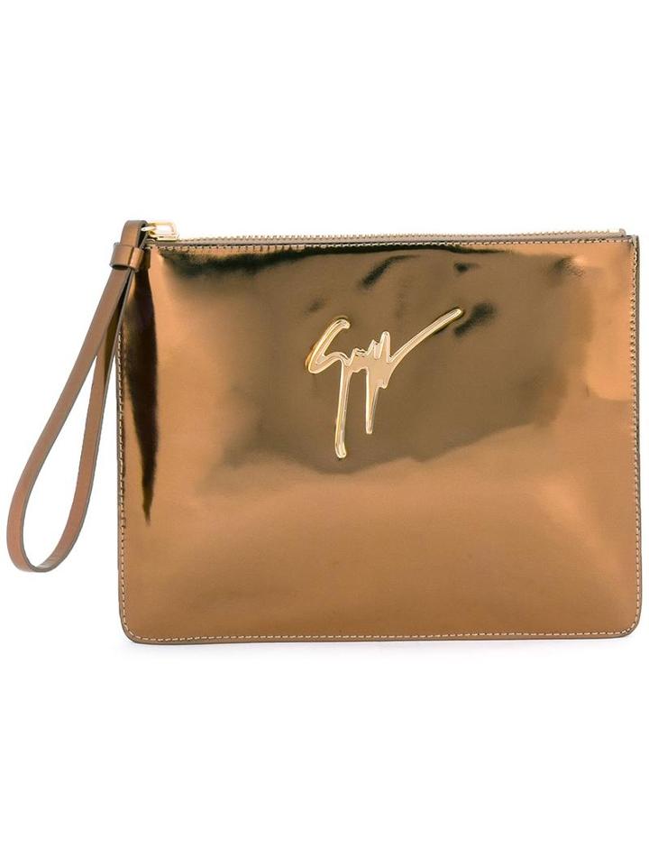 Giuseppe Zanotti Design - Metallic (grey) Clutch - Women - Leather - One Size, Women's, Leather
