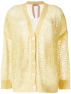 Nº21 Oversize Open-knit Feather Cardigan - Yellow