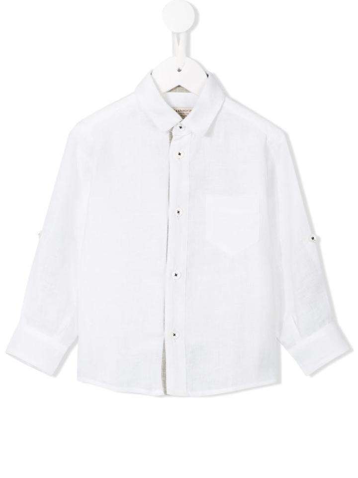 Cashmirino Contrast Placket Shirt, Toddler Boy's, Size: 5 Yrs, White