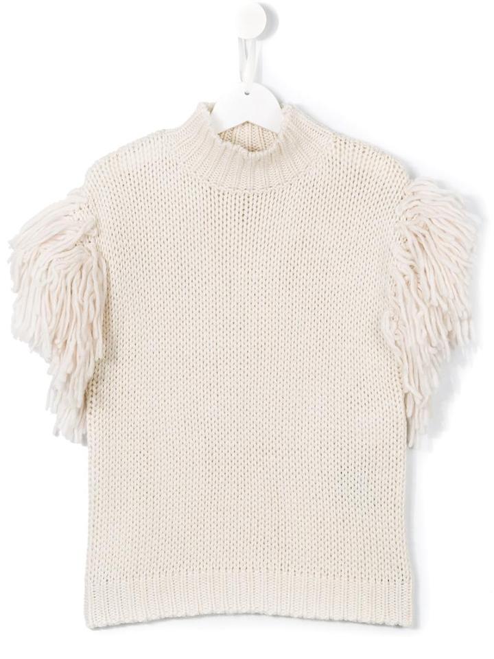 Douuod Kids 'istrice' Knitted Top, Girl's, Size: 6 Yrs, Nude/neutrals