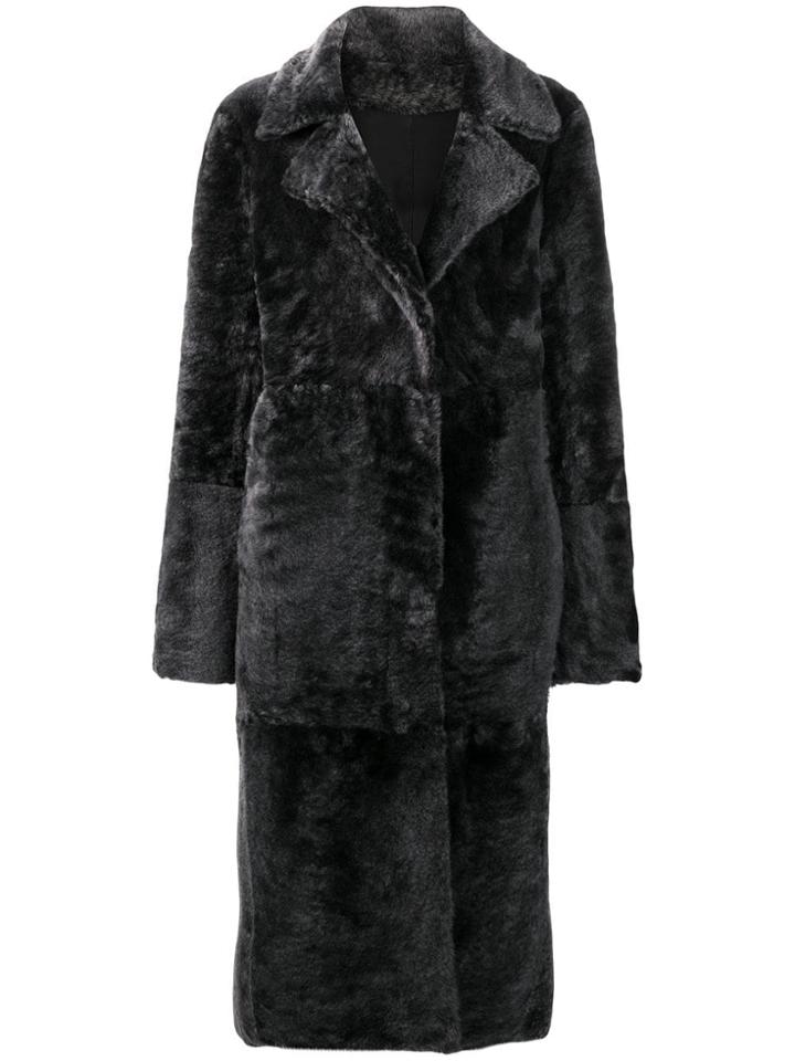 Drome Collarless Button Front Coat - Grey