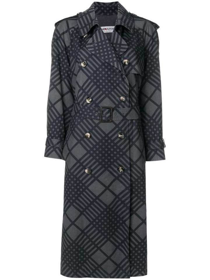 Yves Saint Laurent Pre-owned Belted Trench Coat - Grey