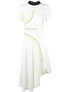 Cédric Charlier Ruffled Asymmetric Dress, Women's, Size: 44, White, Polyester/rayon