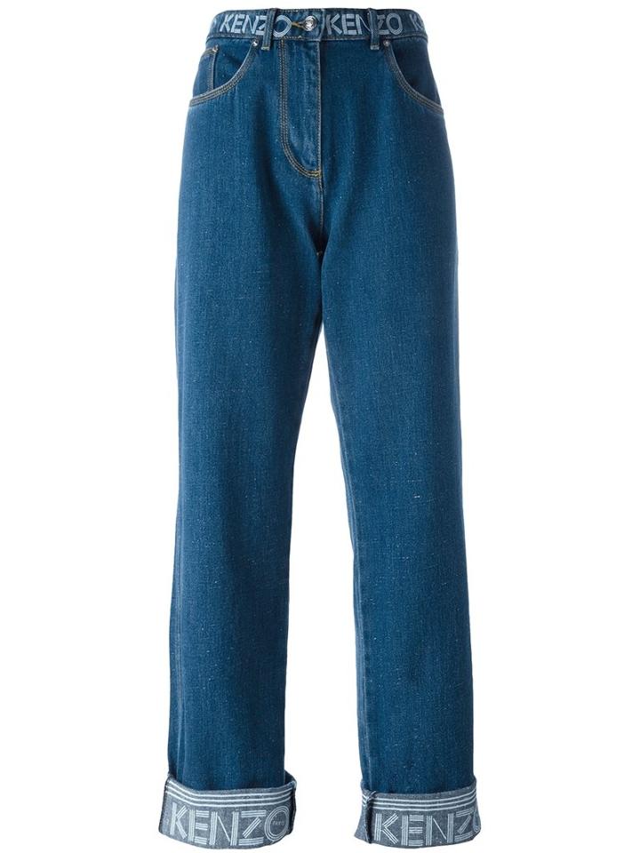 Kenzo Kenzo Trim Boyfriend Jeans, Women's, Size: 46, Blue, Cotton