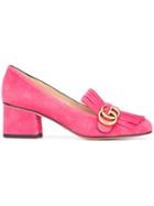 Gucci Gg Vamp Fringed Loafers - Pink & Purple