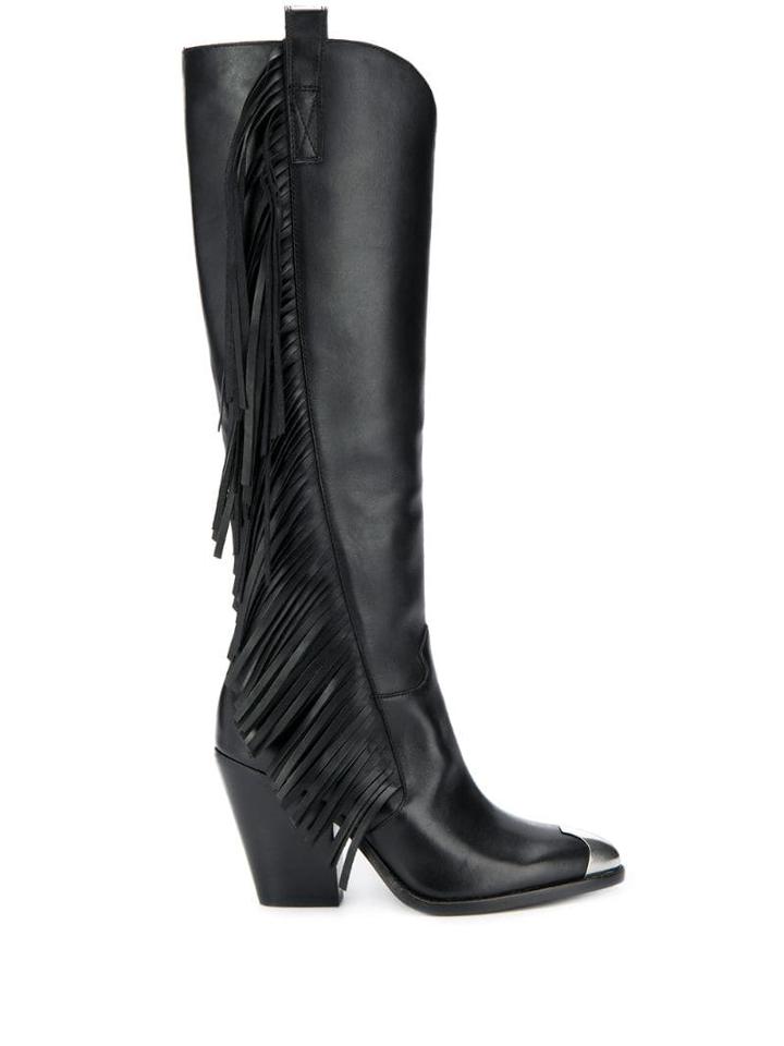 Ash Elodie Fringed Boots - Black