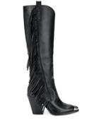 Ash Elodie Fringed Boots - Black