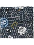 Kenzo Multi Icon Scarf, Women's, Blue, Cotton/modal