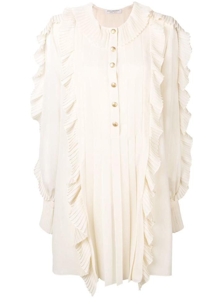 Philosophy Di Lorenzo Serafini Pleated Ruffles Shirt Dress - Nude &