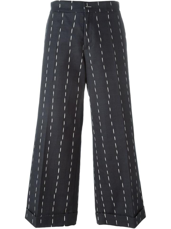 Eggs Dash Print Cropped Trousers, Women's, Size: 46, Black, Cotton/spandex/elastane