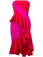 Marchesa Notte Fitted Strapless Dress - Red