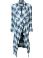 Greg Lauren - Asymmetric Checked Cardigan - Women - Cotton - 1, Blue, Cotton