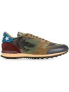 Valentino Garavani Rockrunner Camouflage Sneakers, Men's, Size: 44, Green, Calf Leather/suede/polyester/rubber