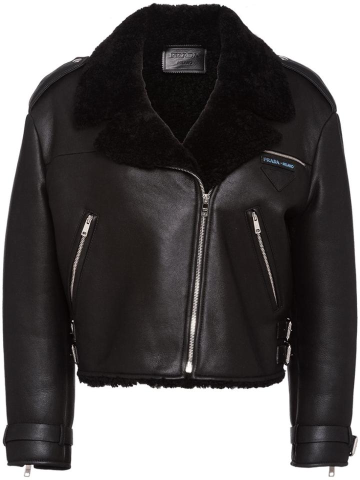 Prada Off-centre Zipped Jacket - Black