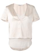 T By Alexander Wang Satin Overlay Top, Women's, Size: 4, Nude/neutrals, Silk/cupro/rayon
