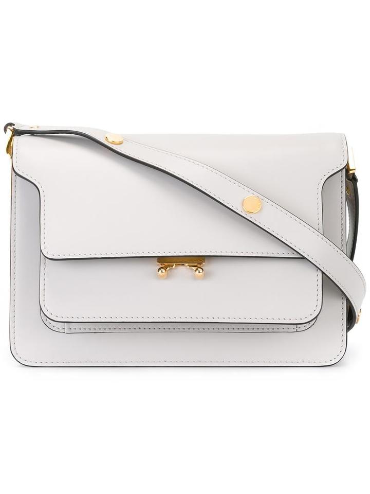 Marni Trunk Shoulder Bag, Women's, Grey, Calf Leather