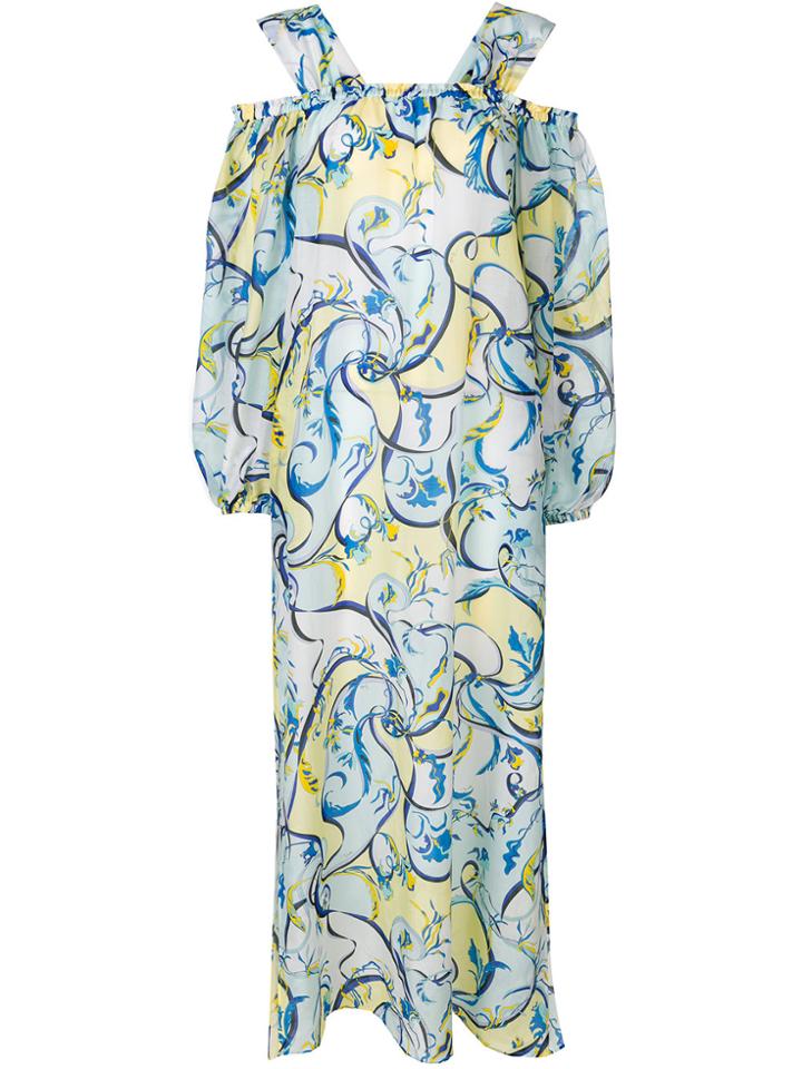 Emilio Pucci Cold-shoulder Printed Maxi Dress - Blue