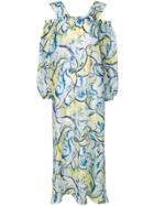 Emilio Pucci Cold-shoulder Printed Maxi Dress - Blue
