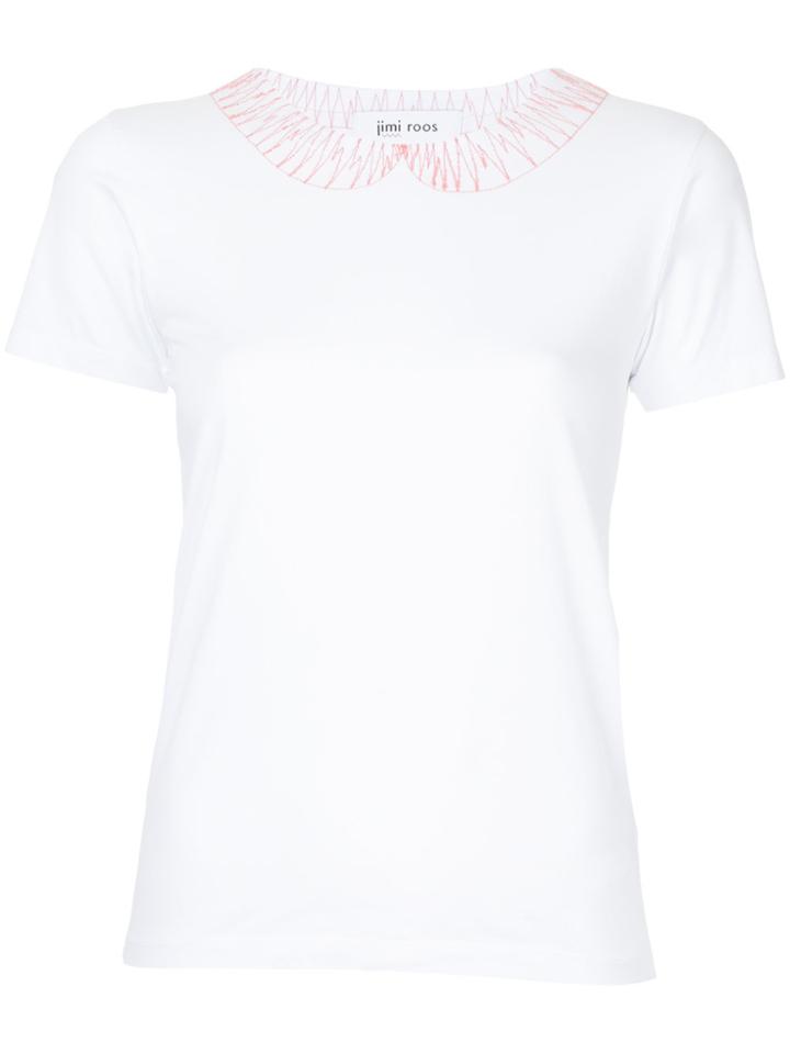Jimi Roos Embroidered Pan Collar T-shirt - White