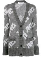 Courrèges V-neck Monogram Cardigan - Grey
