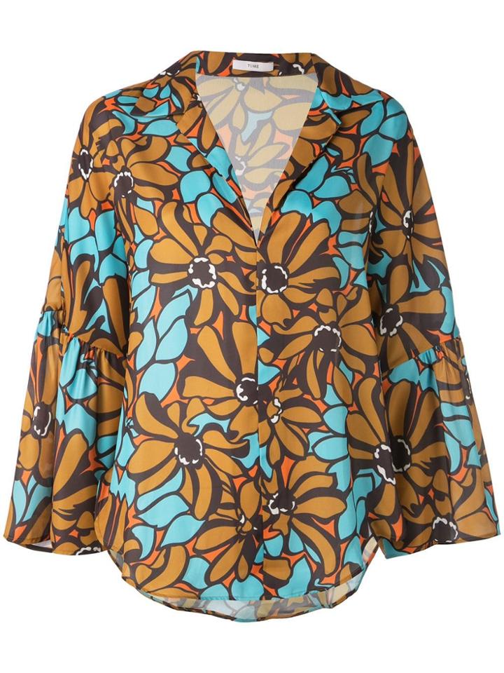 Tome Floral Print Blouse - Brown