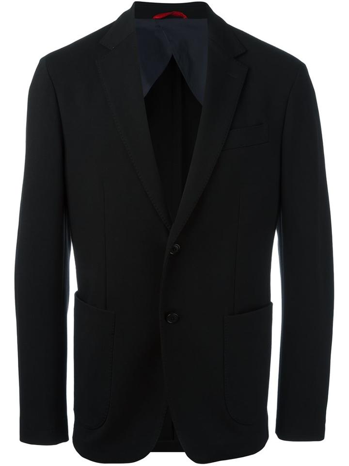 Fay Patch Pocket Blazer, Men's, Size: 54, Black, Viscose/polyamide/spandex/elastane/polyester