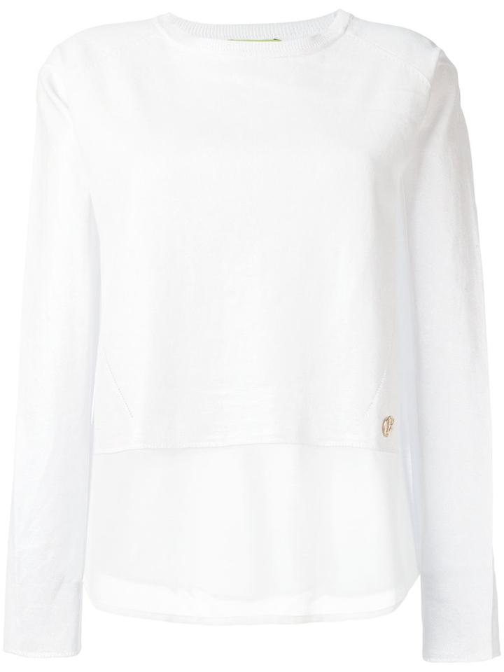 Versace Jeans Double Layered Top, Women's, Size: Small, White, Cotton/polyester