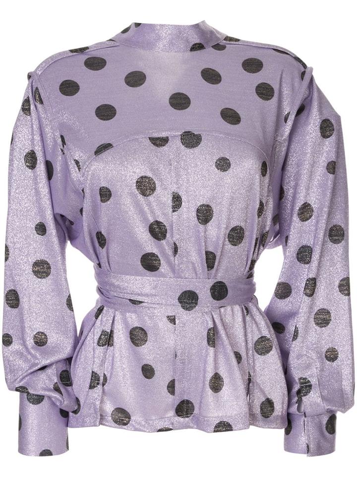 Bambah Polka Dot Envelope Blouse - Purple