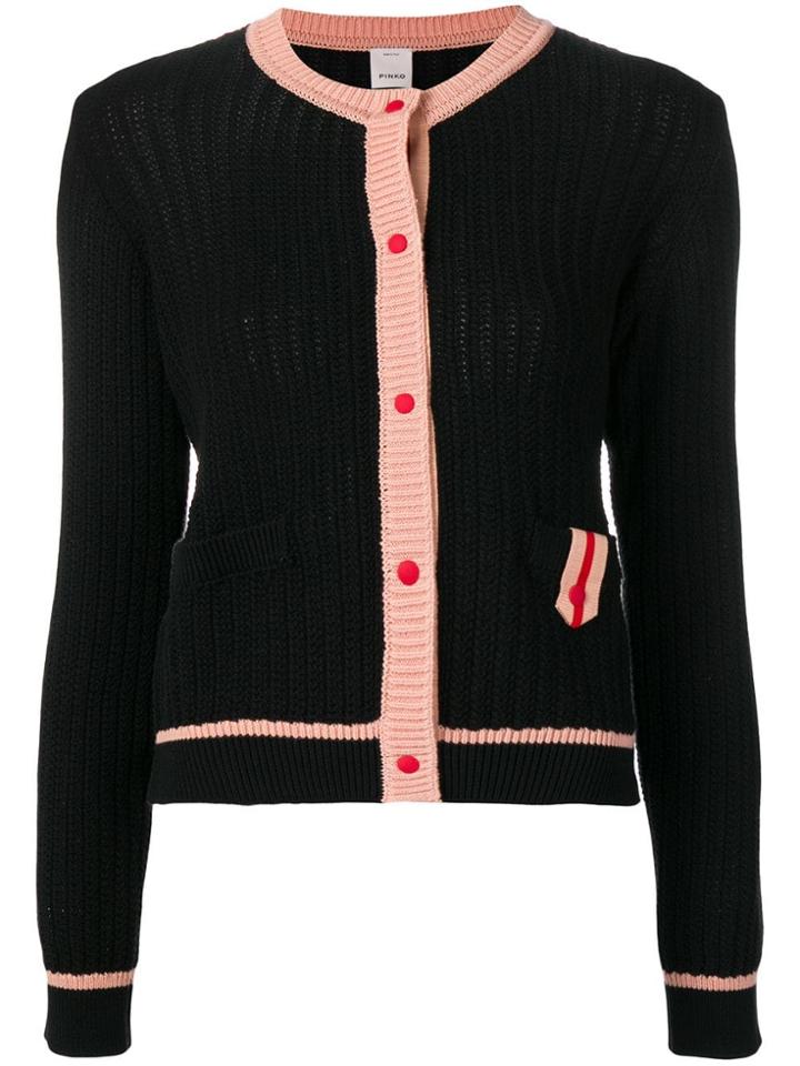 Pinko Contrast Trim Cardigan - Black