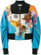 Dries Van Noten Floral Printed Bomber Jacket, Women's, Size: 36, Blue, Cotton/cupro