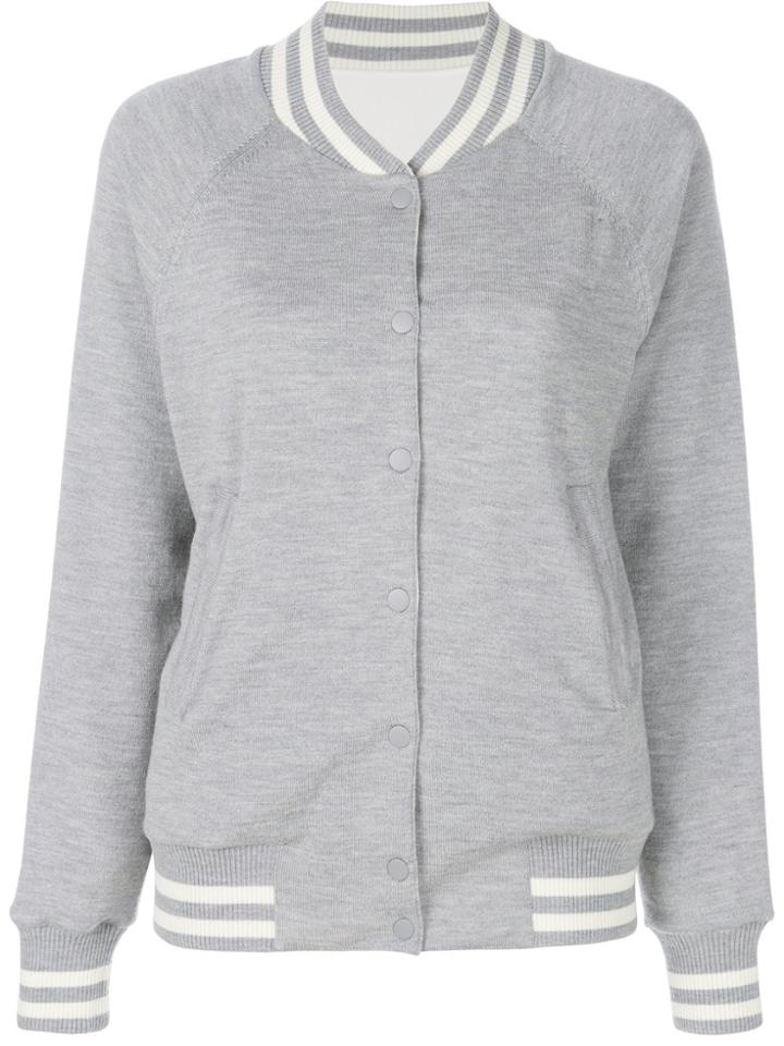 Karl Lagerfeld Reversible Knit Bomber Jacket - Grey