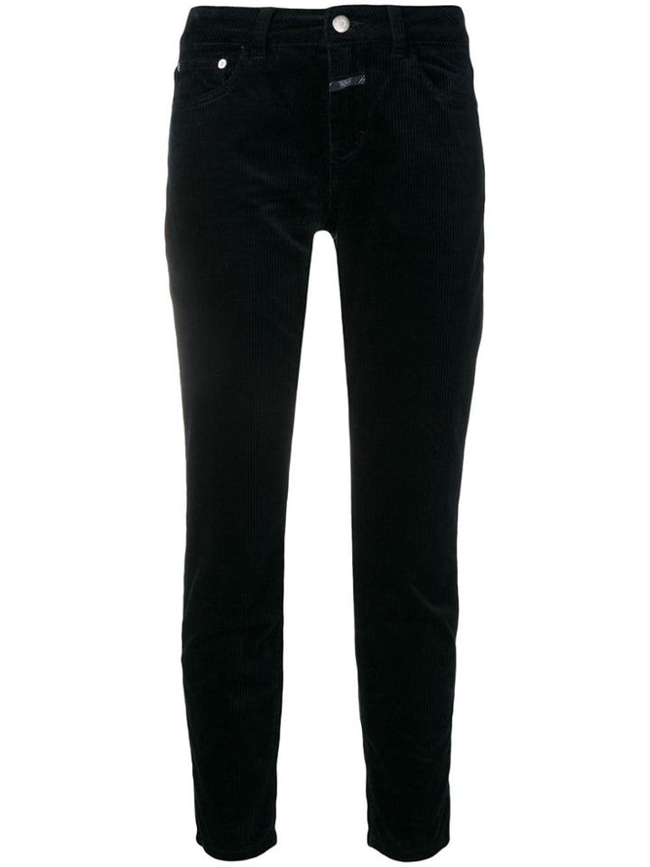 Closed Cropped Corduroy Trousers - Blue