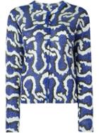 Kenzo Curvy Line Cardigan, Women's, Size: L, Blue, Polyester/viscose