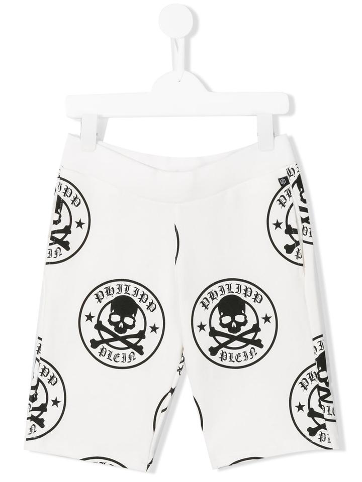 Philipp Plein Kids Skull Print Shorts, Boy's, Size: 12 Yrs, White