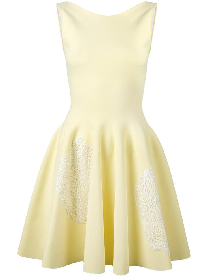 Antonino Valenti - Flared Embroidered Dress - Women - Nylon/polyester/spandex/elastane/viscose - 40, Yellow/orange, Nylon/polyester/spandex/elastane/viscose