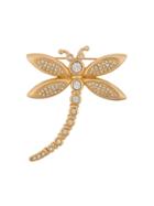 Christian Dior Vintage Dragonfly Brooch - Gold