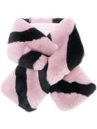 N.peal Striped Fur Scarf - Pink & Purple