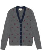 Gucci - Wool Cardigan With Bees And Stars - Men - Wool - L, Grey, Wool