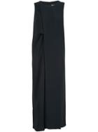 Maison Margiela Front Pleat Midi Dress, Women's, Size: 42, Black, Acetate/polyamide/silk