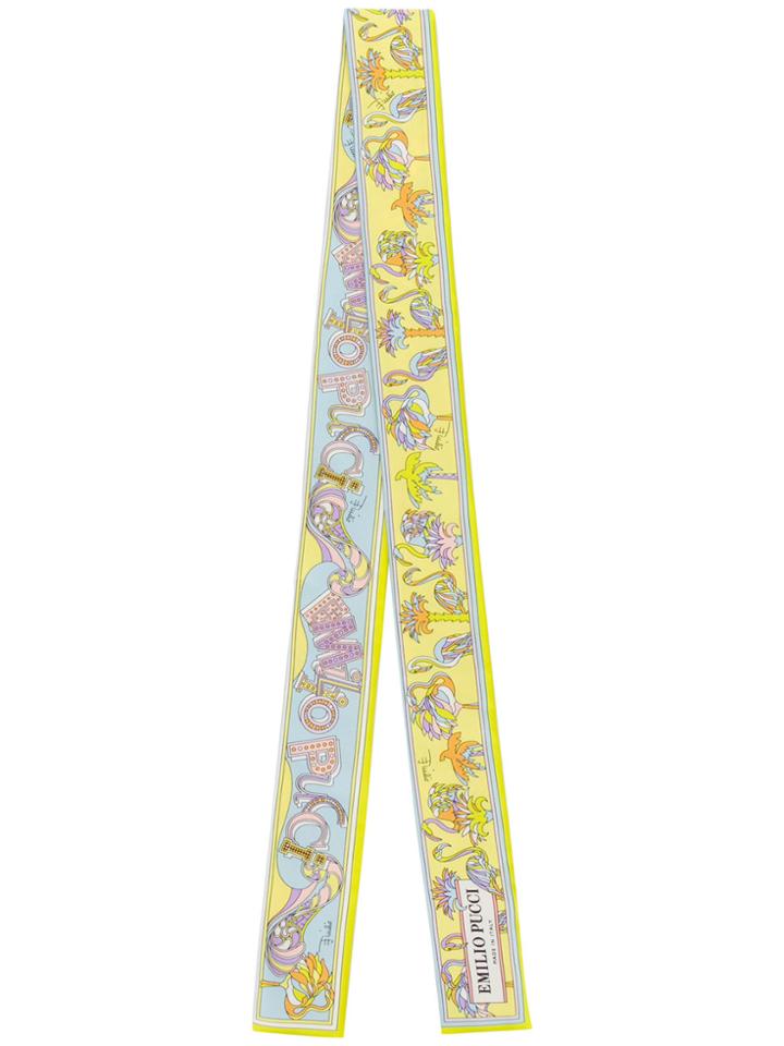Emilio Pucci Printed Skinny Scarf - Yellow & Orange