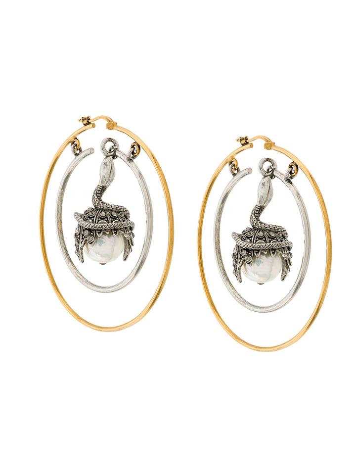 Alexander Mcqueen Drop Hoop Earring - Metallic