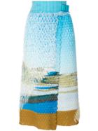 Issey Miyake Printed Wrap Skirt - Blue