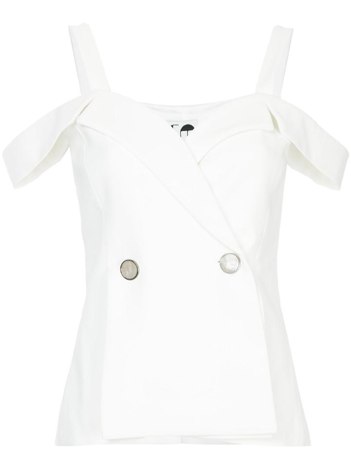 Comme Moi Colour Shoulder Tailored Blouse - White