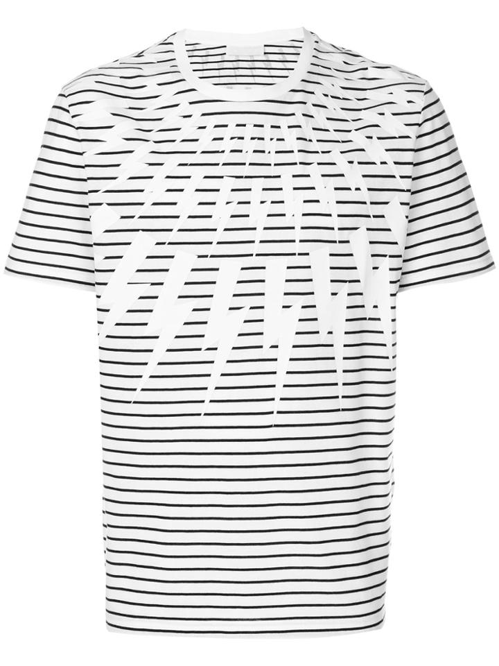 Neil Barrett Lightning Bolt Striped T-shirt - White